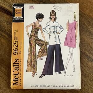 Vintage 1960s McCalls Pattern 9625 Mod Dress Tunic Pants Jumpsuit Miss Size 8